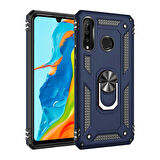 Samsung Galaxy A20S Uyumlu Kılıf Standlı Manyetik Yüzüklü Military Ring TPU Cover