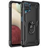 Samsung Galaxy A22 4G Uyumlu Kılıf Standlı Manyetik Yüzüklü Military Ring TPU Cover