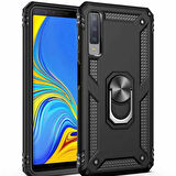 Samsung Galaxy A7 2018 Uyumlu Kılıf Standlı Manyetik Yüzüklü Military Ring TPU Cover