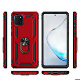 Samsung Galaxy A81 Uyumlu Kılıf Standlı Manyetik Yüzüklü Military Ring TPU Cover