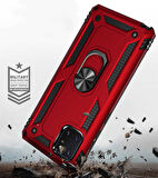 Samsung Galaxy A81 Uyumlu Kılıf Standlı Manyetik Yüzüklü Military Ring TPU Cover