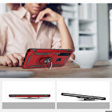 Samsung Galaxy A9 2018 Uyumlu Kılıf Standlı Manyetik Yüzüklü Military Ring TPU Cover