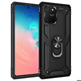 Samsung Galaxy A91 (S10 Lite) Uyumlu Kılıf Standlı Manyetik Yüzüklü Military Ring TPU Cover