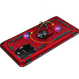 Samsung Galaxy A91 (S10 Lite) Uyumlu Kılıf Standlı Manyetik Yüzüklü Military Ring TPU Cover