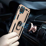 Samsung Galaxy M22 Uyumlu Kılıf Standlı Manyetik Yüzüklü Military Ring TPU Cover