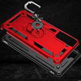 Samsung Galaxy S21 FE Uyumlu Kılıf Standlı Manyetik Yüzüklü Military Ring TPU Cover