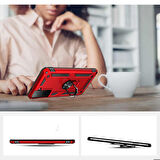 Samsung Galaxy S21 FE Uyumlu Kılıf Standlı Manyetik Yüzüklü Military Ring TPU Cover