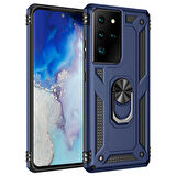 Samsung Galaxy S21 Ultra Uyumlu Kılıf Standlı Manyetik Yüzüklü Military Ring TPU Cover