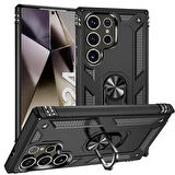 Samsung Galaxy S24 Ultra Uyumlu Kılıf Standlı Manyetik Yüzüklü Military Ring TPU Cover