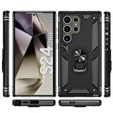 Samsung Galaxy S24 Ultra Uyumlu Kılıf Standlı Manyetik Yüzüklü Military Ring TPU Cover
