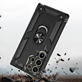 Samsung Galaxy S24 Ultra Uyumlu Kılıf Standlı Manyetik Yüzüklü Military Ring TPU Cover