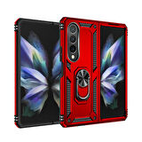 Samsung Galaxy Z Fold 4 Uyumlu Kılıf Standlı Manyetik Yüzüklü Military Ring TPU Cover