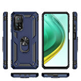 Xiaomi Mi 10T Pro 5G Uyumlu Kılıf Standlı Manyetik Yüzüklü Military Ring TPU Cover