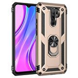 Xiaomi Redmi 9 Uyumlu Kılıf Standlı Manyetik Yüzüklü Military Ring TPU Cover