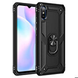 Xiaomi Redmi 9A Uyumlu Kılıf Standlı Manyetik Yüzüklü Military Ring TPU Cover