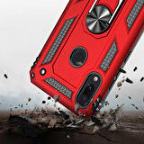 Xiaomi Redmi Note 7 Uyumlu Kılıf Standlı Manyetik Yüzüklü Military Ring TPU Cover