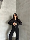 Kısa Bomber Geniş Cepli Crop Kadın Mont