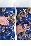 #KAREN MİLLEN VİSKON LEOPAR ANİMAL BASKILI MAVİ SİYAH KAHVE #esnek #mavi #elbise