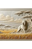 Rölyef arslan ve savana poster duvar kağıdı