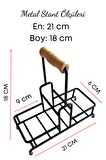 2 Bölmeli Çok Amaçlı Ahşap Kulplu Metal Stand Banyo Düzenleyici Organizer