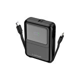 10000 mAh Kablosuz Powerbank Dijital LED Ekranlı, Type-C & Lightning Kabloları, Güçlü 15W Hızlı Şarj