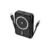 10000 mAh Kablosuz Powerbank Dijital LED Ekranlı, Type-C & Lightning Kabloları, Güçlü 15W Hızlı Şarj