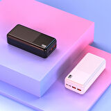 LED Göstergeli 30000 mAh Powerbank ((PD 22.5W & QC 3.0 Hızlı Şarj Çift USB ve Type-C Çıkışlı)) Siyah