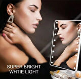 USB Şarjlı LED Işıklı Makyaj Aynası – 180° Döner Başlıklı, Parlaklık Ayarlı, Dokunmatik Masaüstü Vanity Mirror