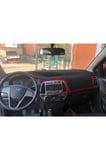 2008-2014 Modellerine Uygun Hyundai I20 Torpido Koruma Halısı Kenar Renk Kırmızı