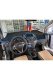 2013-2020 Modellerine Uygun Ekranlı Ford Courier Torpido Koruma Halısı Siyah Kenar Renk Mavi
