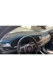 2015-2020 Modellerine Uygun Fiat Egea Ekransız Torpido Koruma Halısı Siyah Kenar Renk Mavi