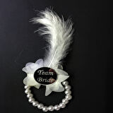 İncili Nedime Bilekliği Gümüş Pleksili Beyaz Otrişli 7'li Set