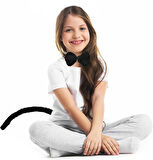 Peluş Siyah Renk Kuyruk ve Papyon Yetişkin Çocuk Uyumlu