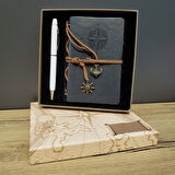 Gri Defter Ve Beyaz Kalem Kutulu Set