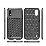 Samsung Galaxy A01 Uyumlu Kılıf Ultra Slim Fit Karbon Silikon