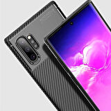 Samsung Galaxy Note 10 Plus Uyumlu Kılıf Ultra Slim Fit Karbon Silikon