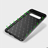 Samsung Galaxy S10 Plus Uyumlu Kılıf Ultra Slim Fit Karbon Silikon