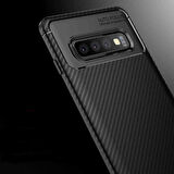 Samsung Galaxy S10 Plus Uyumlu Kılıf Ultra Slim Fit Karbon Silikon