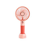 Mini Vantilatör, 20cm, Sessiz, 3 Hız Ayarı, Telefon Tutucu Özellikli Portatif Soğutucu Fan PEMBE
