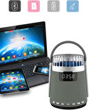 Mini Vantilatör & Güçlü Hoparlör, LED Göstergeli USB/AUX/FM Destekli, 4000mAh Bataryalı Soğutucu Fan