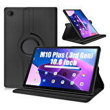 Lenovo Tab M10 Plus TB-125F-TB-128F 3.Nesil Uyumlu Kılıf Mikrofiber Astarlı Suni Deri 360 Derece Dönebilen Standlı Tablet Kılıfı