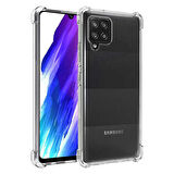 Samsung Galaxy M12 Uyumlu Kılıf Şeffaf Köşelerde Darbelere Karşı Ultra Kalınlaştırılmış Darbe Korumalı Strong Cover