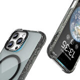 Apple iPhone 16 Pro Max Uyumlu Kılıf Parıltılı ve Şık, Taşlı ve Simli Magsafe Şarj Destekli Kapak