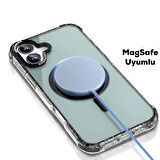 Apple iPhone 16 Uyumlu Kılıf Parıltılı ve Şık, Taşlı ve Simli Magsafe Şarj Destekli Kapak