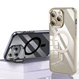 Apple iPhone 14 Pro Max Uyumlu Kılıf Açılabilir Stand Özellikli, Magsafe Şarj Destekli, Şeffaf Kapak