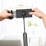 Masaüstü Telefon & Tablet Tutucu 360° Dönen Başlık, Çift Teleskopik Kol (73cm) Ayarlanabilir Kelepçe