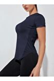 Ghassy Co. Kadın Dry Fit Running Yoga Hızlı Kuruma Nem Emici Yanları Fileli Hava Alabilen Spor T-shirt