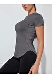 Ghassy Co. Kadın Dry Fit Running Yoga Hızlı Kuruma Nem Emici Yanları Fileli Hava Alabilen Spor T-shirt