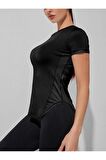 Ghassy Co. Kadın Dry Fit Running Yoga Hızlı Kuruma Nem Emici Yanları Fileli Hava Alabilen Spor T-shirt