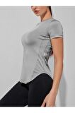 Ghassy Co. Kadın Dry Fit Running Yoga Hızlı Kuruma Nem Emici Yanları Fileli Hava Alabilen Spor T-shirt